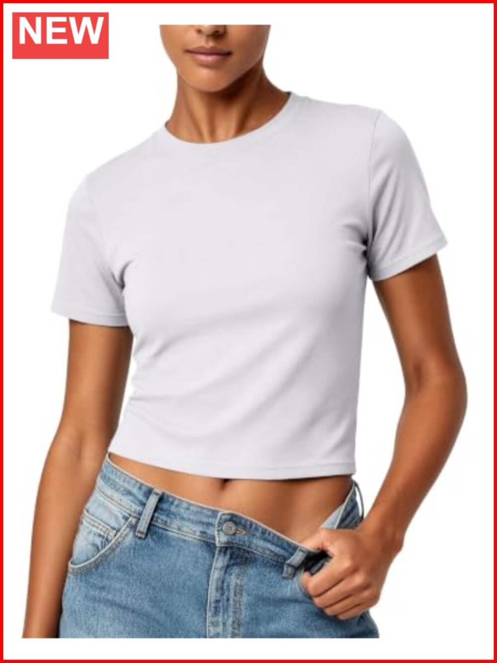 Women's Baby Tee Slim Fit Cropped Crewneck Short Sleeve T-Shirt